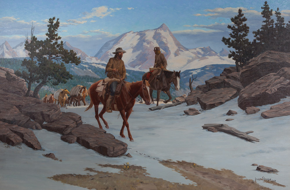 Twix Beaver Stream and Trading Post by Irvin "Shorty" Shope, 24" x 36" - Unavailable